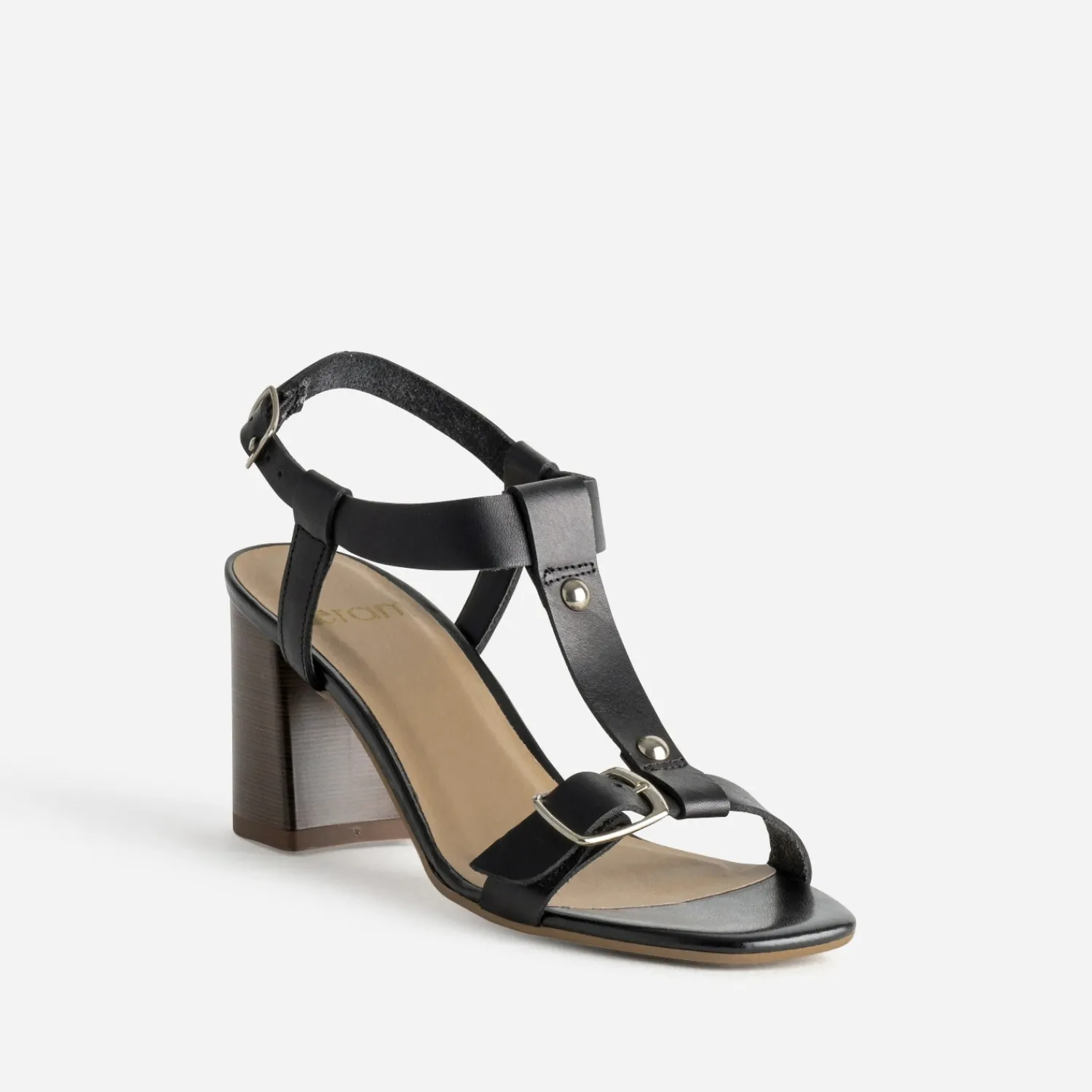 Eram Sandales^Sandale à talon cuir bride en T NOIR