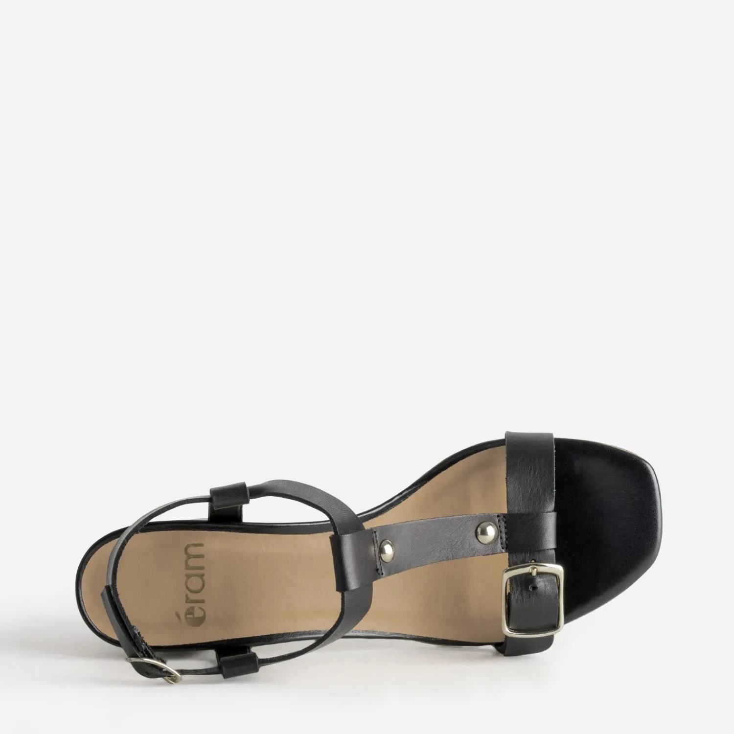 Eram Sandales^Sandale à talon cuir bride en T NOIR