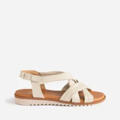 Eram Sandales^Sandale beige clair en cuir souple éco-conçu ECRU
