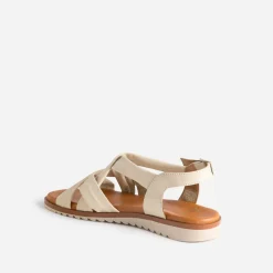 Eram Sandales^Sandale beige clair en cuir souple éco-conçu ECRU
