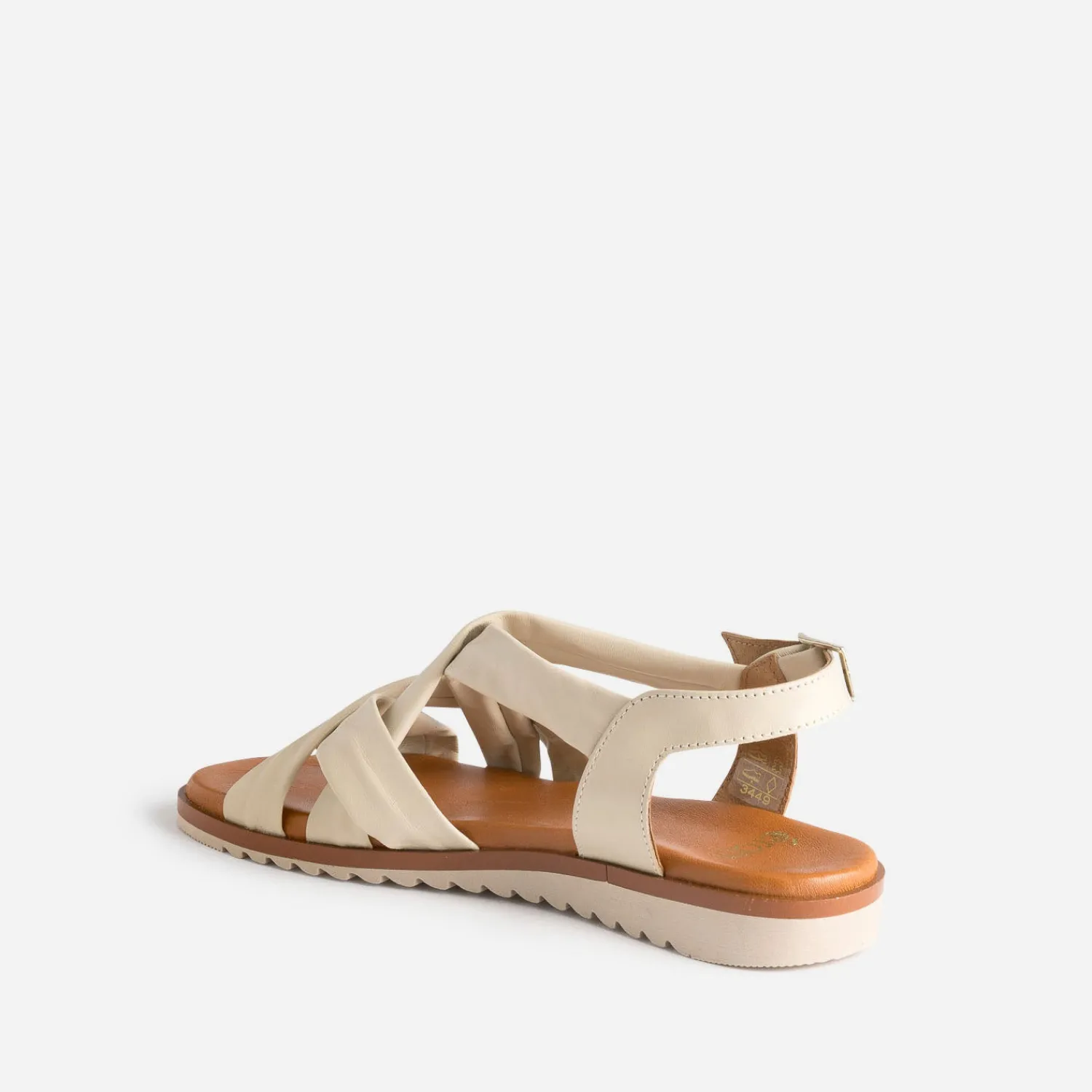 Eram Sandales^Sandale beige clair en cuir souple éco-conçu ECRU