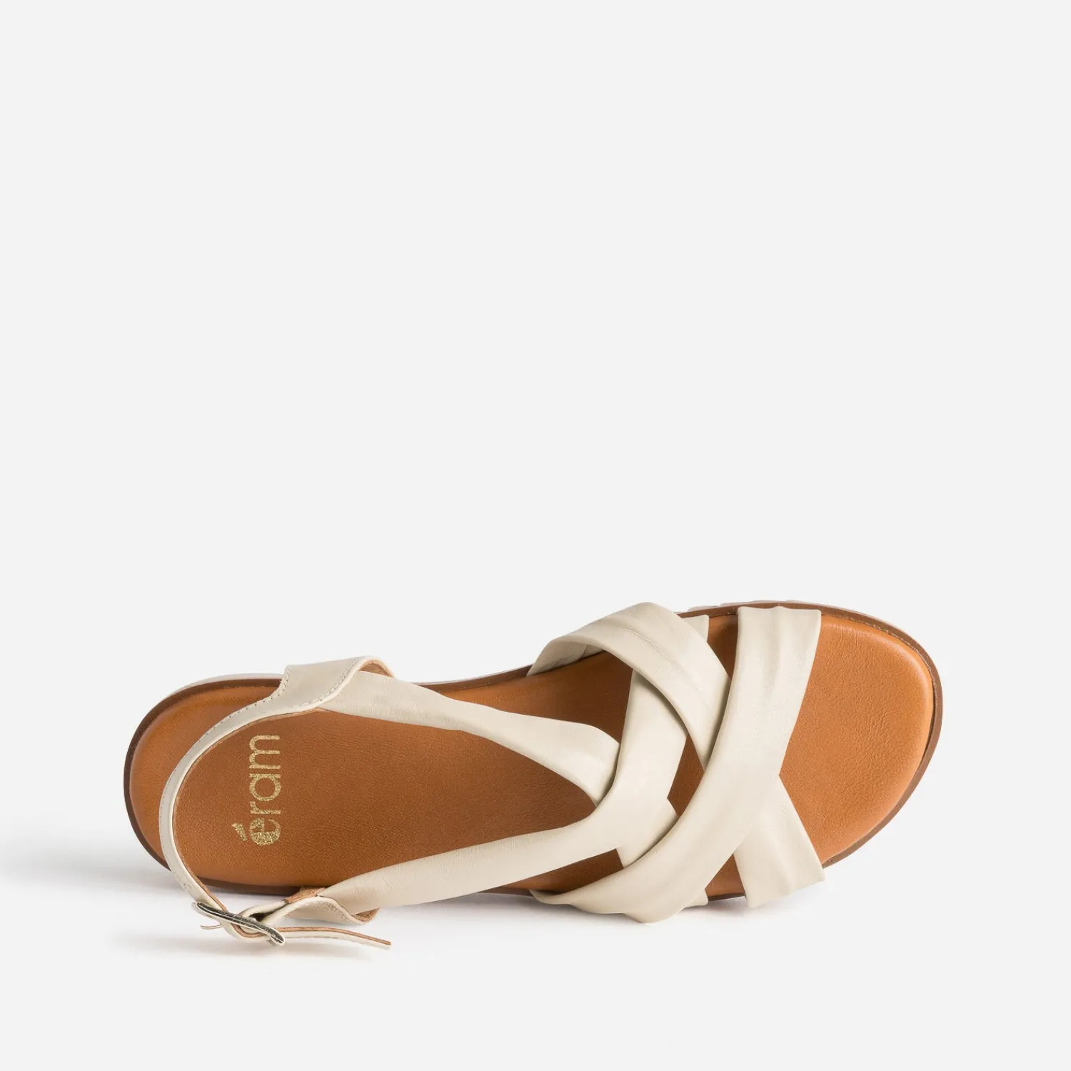 Eram Sandales^Sandale beige clair en cuir souple éco-conçu ECRU