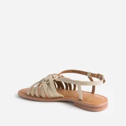 Eram Sandales^Sandale beige cuir avec anneau ECRU