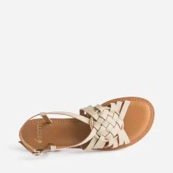 Eram Sandales^Sandale beige cuir avec anneau ECRU