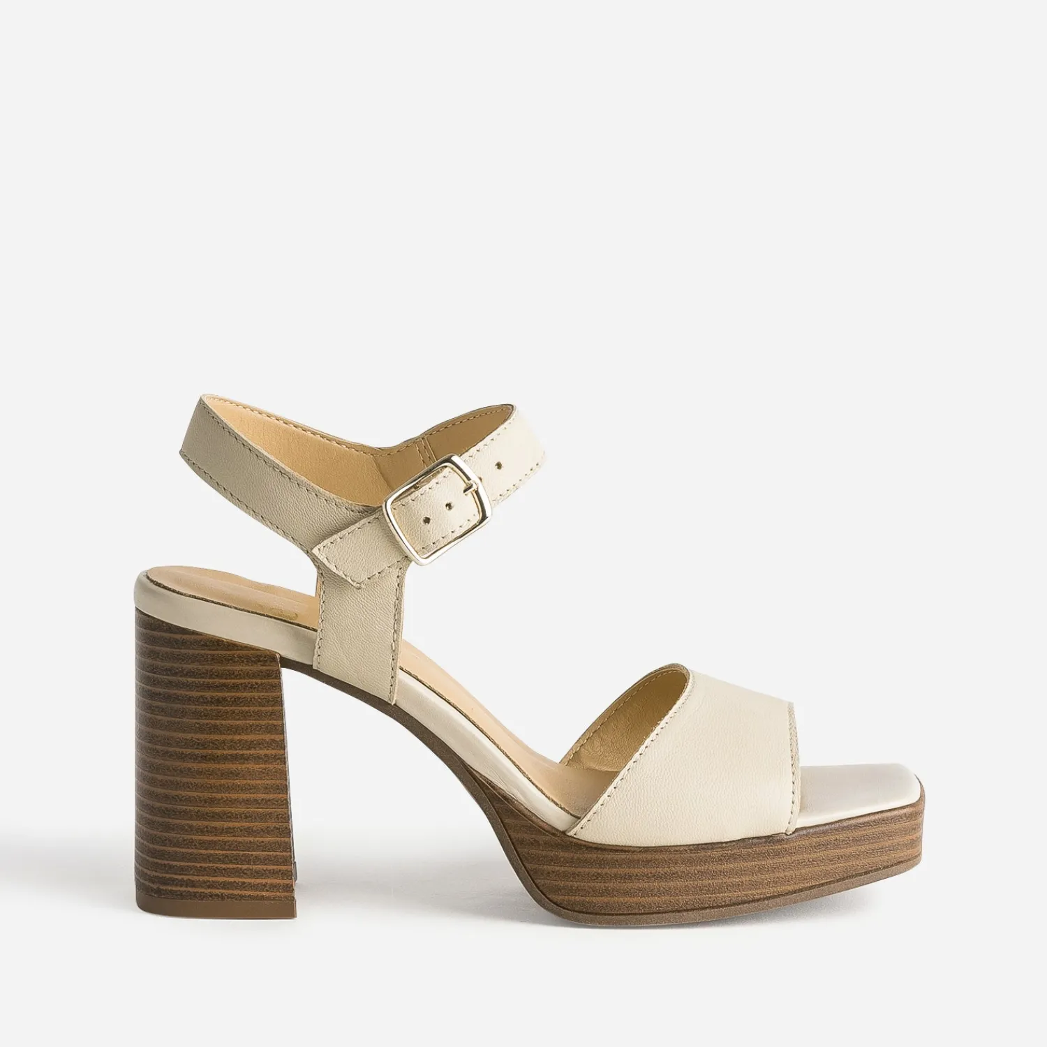 Eram Sandales^Sandale en cuir à plateforme BEIGE