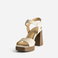 Eram Sandales^Sandale en cuir à plateforme BEIGE