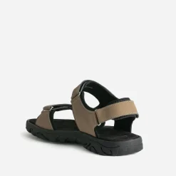 Eram Nu-Pieds/Sandales^Sandale beige foncé à scratchs MARRON