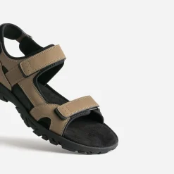 Eram Nu-Pieds/Sandales^Sandale beige foncé à scratchs MARRON