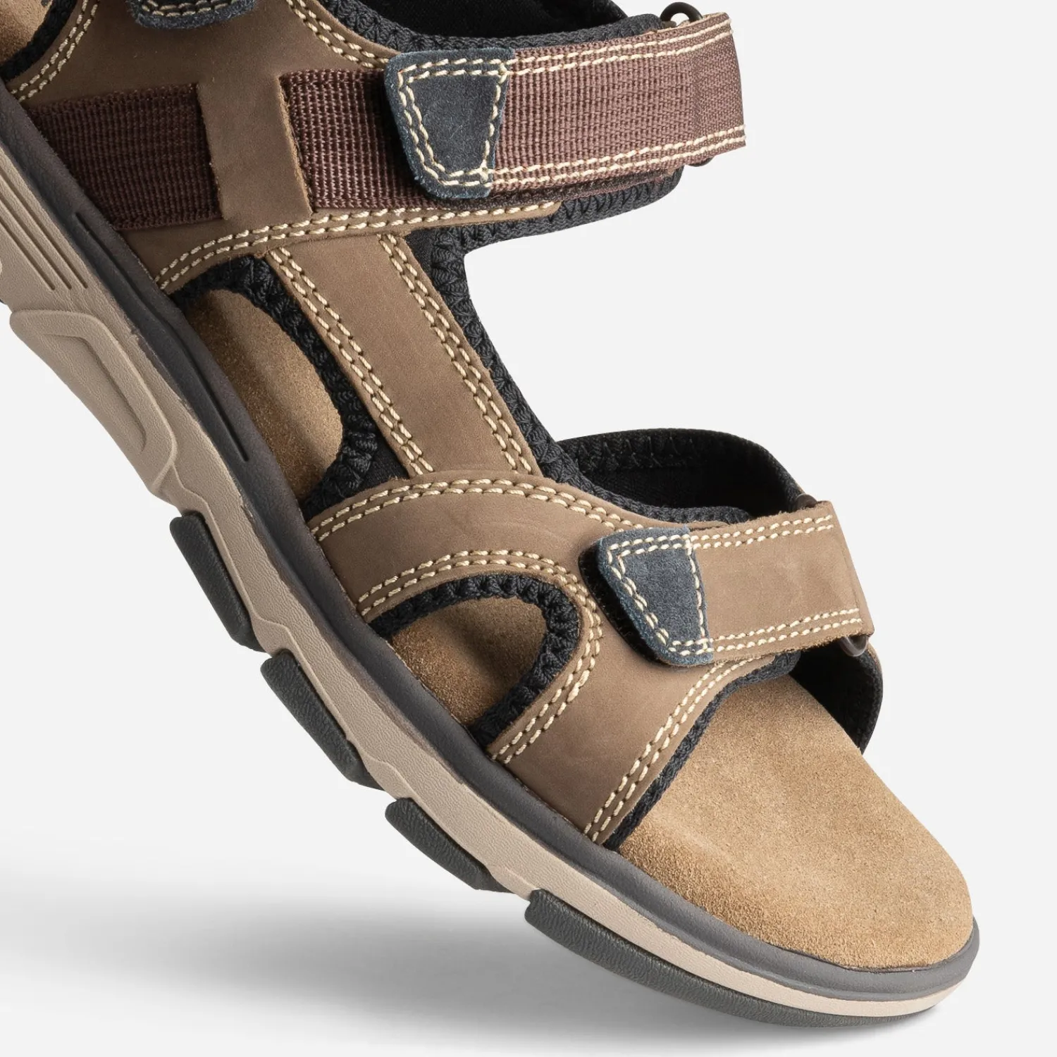 Eram Nu-Pieds/Sandales^Sandale foncé cuir à scratchs BEIGE