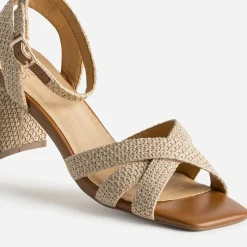 Eram Sandales^Sandale tressé à talon BEIGE