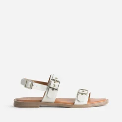 Eram Sandales^Sandale blanche cuir trois boucles NOIR