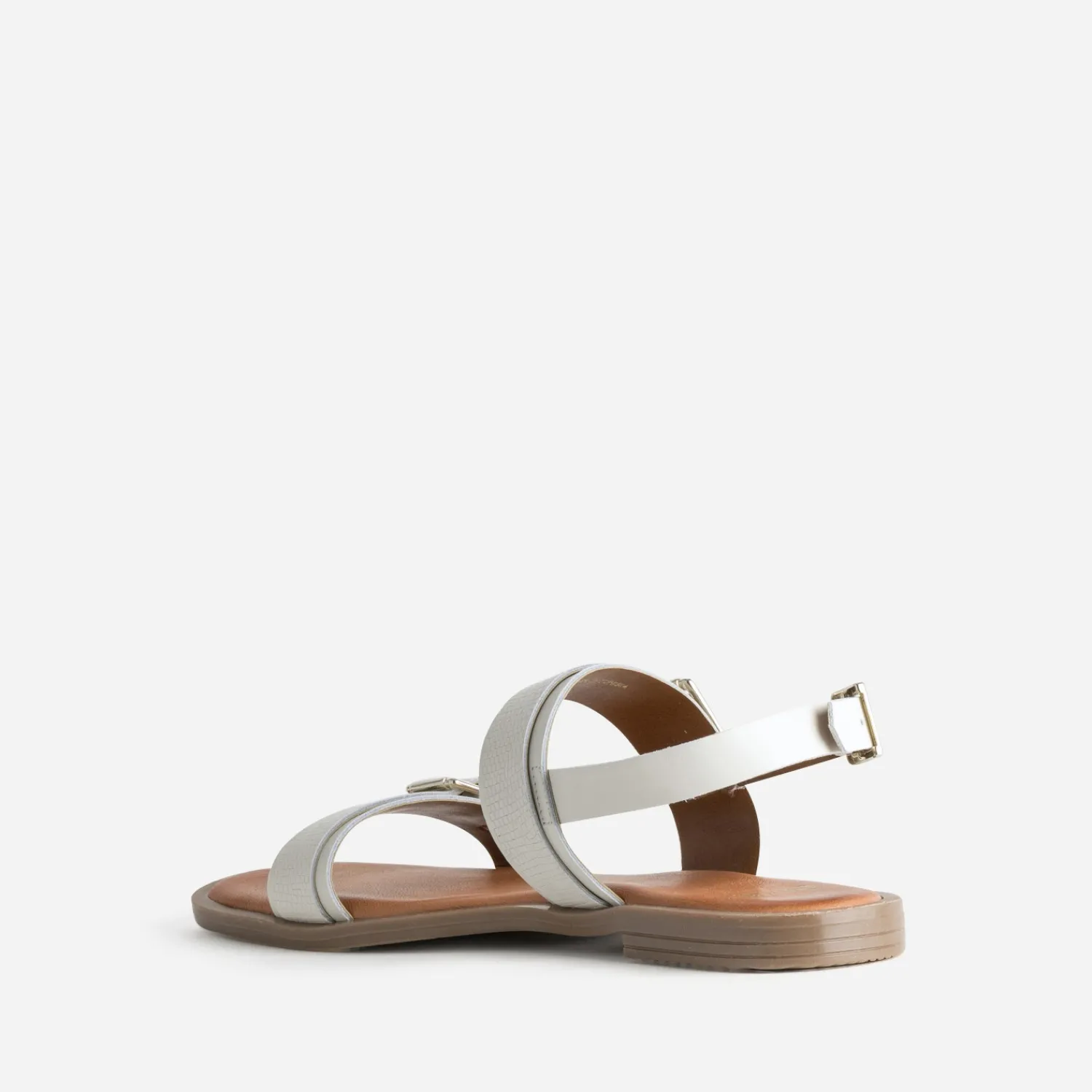 Eram Sandales^Sandale blanche cuir trois boucles NOIR