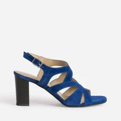 Eram Sandales^Sandale roi cuir velours à talon BLEU