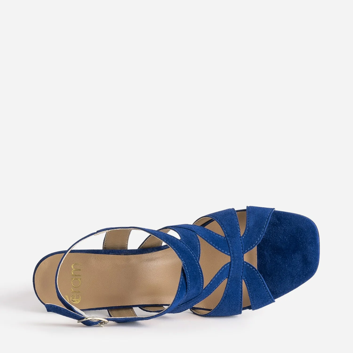 Eram Sandales^Sandale roi cuir velours à talon BLEU