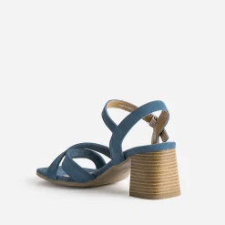 Eram Sandales^Sandale e cuir velours à talon BLEU