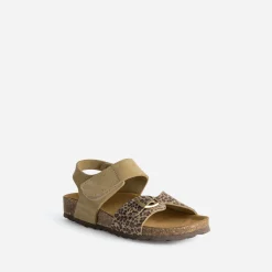 Buggy Sandales^Sandale beige cuir velours motif léopard MULTICOLORE