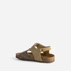 Buggy Sandales^Sandale beige cuir velours motif léopard MULTICOLORE