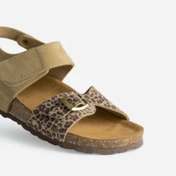 Buggy Sandales^Sandale beige cuir velours motif léopard MULTICOLORE