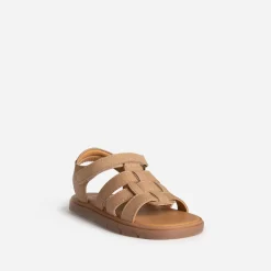 Buggy Sandales^Sandale cuir velours à scratchs BEIGE