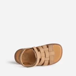Buggy Sandales^Sandale cuir velours à scratchs BEIGE