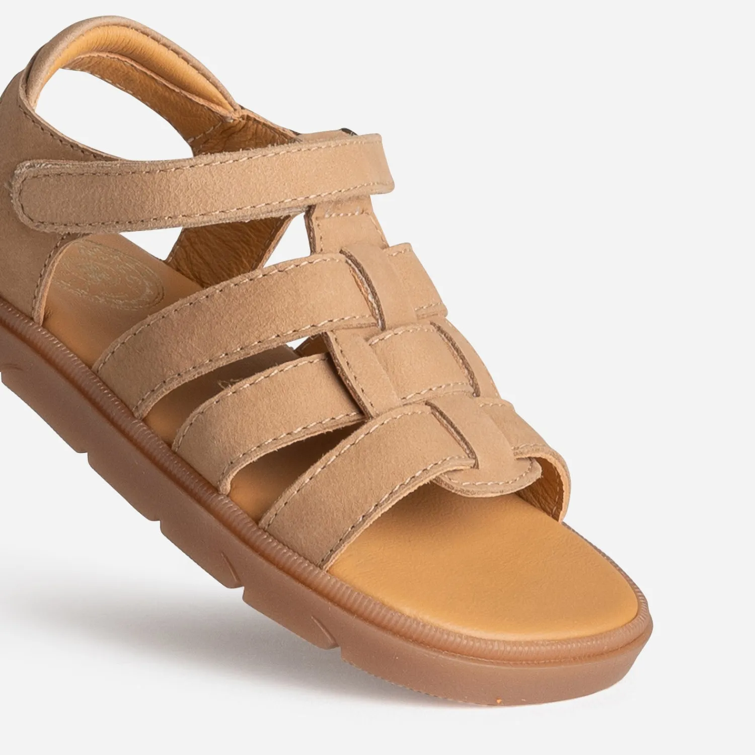 Buggy Sandales^Sandale cuir velours à scratchs BEIGE