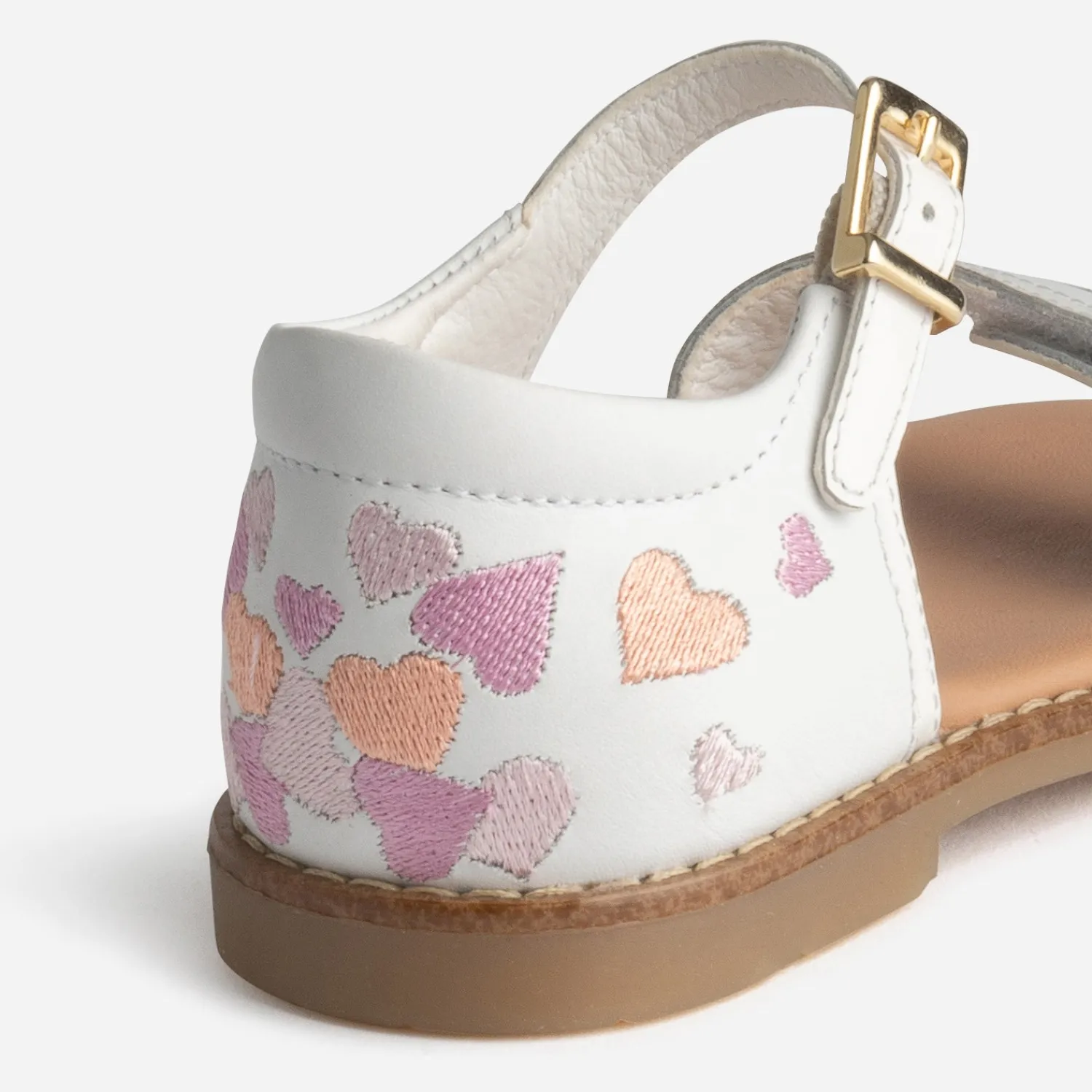 Buggy Sandales^Sandale he broderies cœurs BLANC