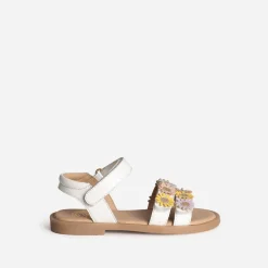 Buggy Sandales^Sandale he cuir détails fleurs BLANC