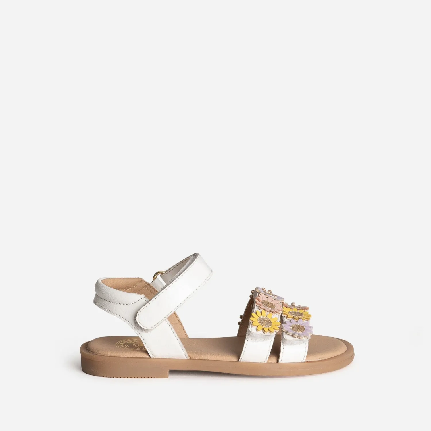 Buggy Sandales^Sandale he cuir détails fleurs BLANC