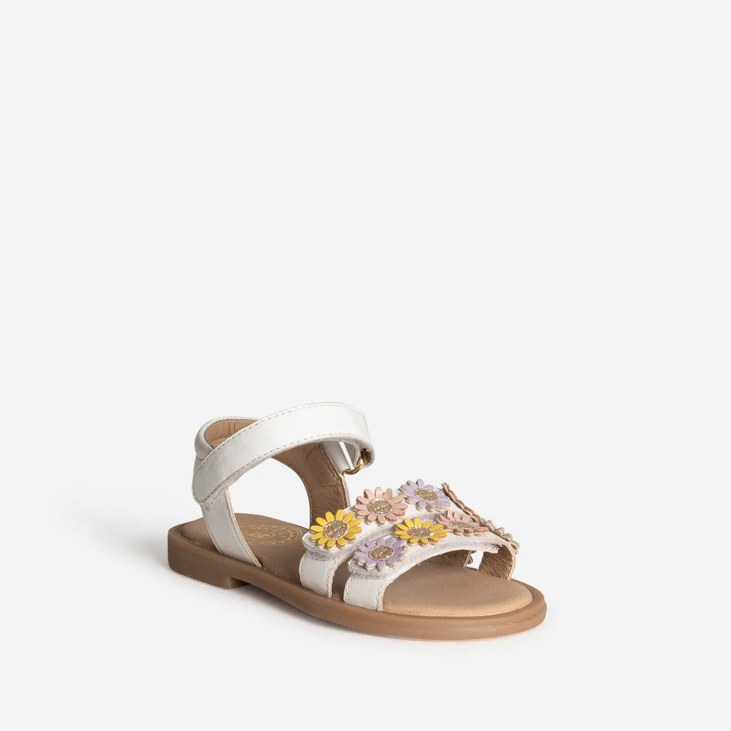 Buggy Sandales^Sandale he cuir détails fleurs BLANC