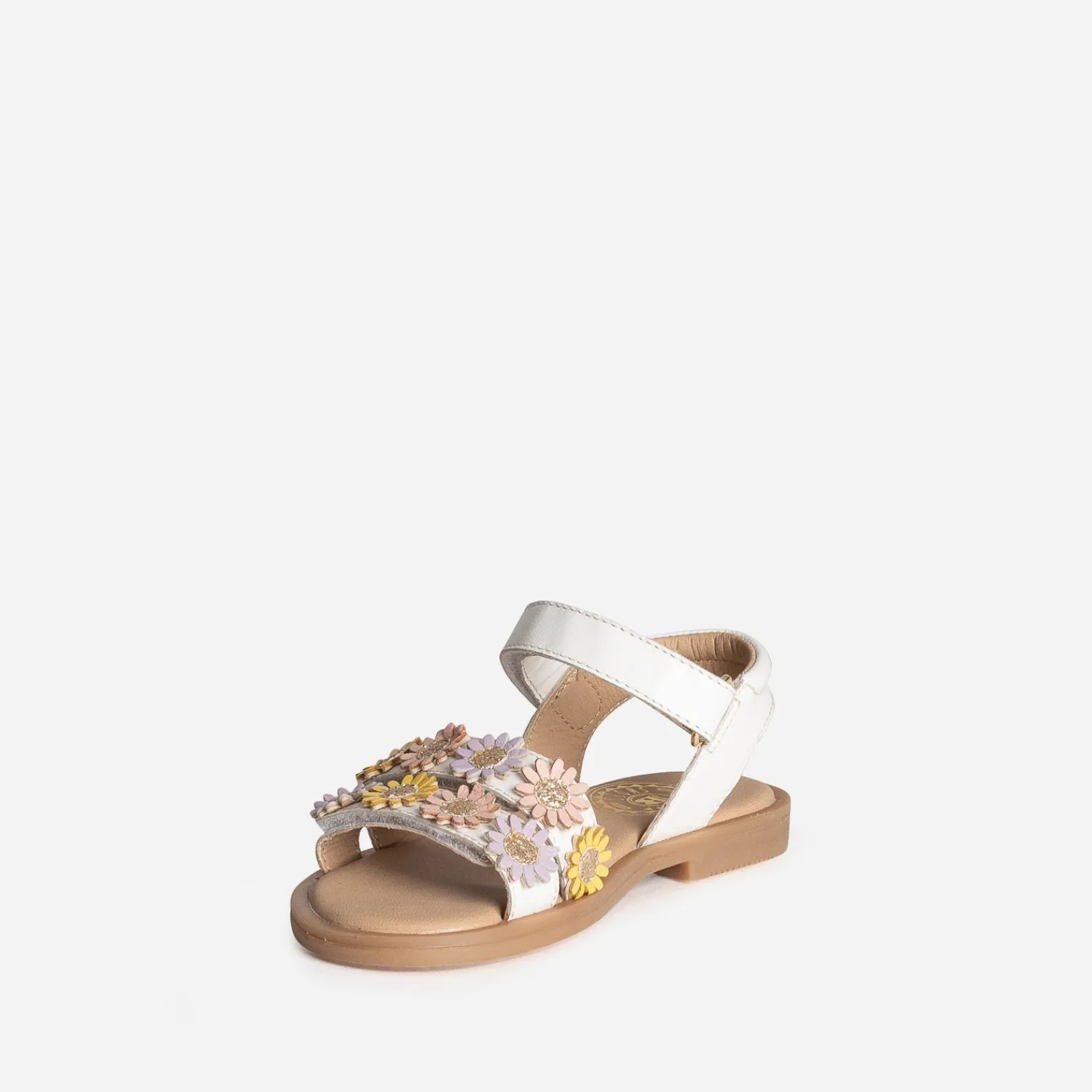 Buggy Sandales^Sandale he cuir détails fleurs BLANC
