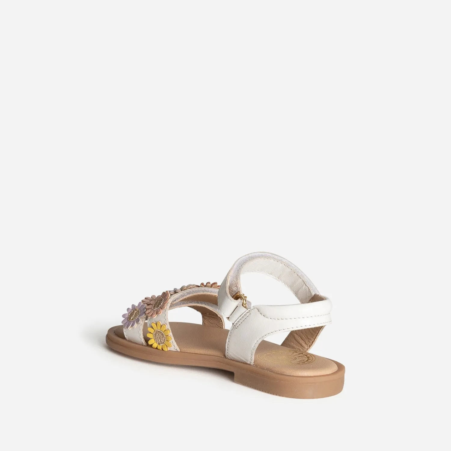Buggy Sandales^Sandale he cuir détails fleurs BLANC