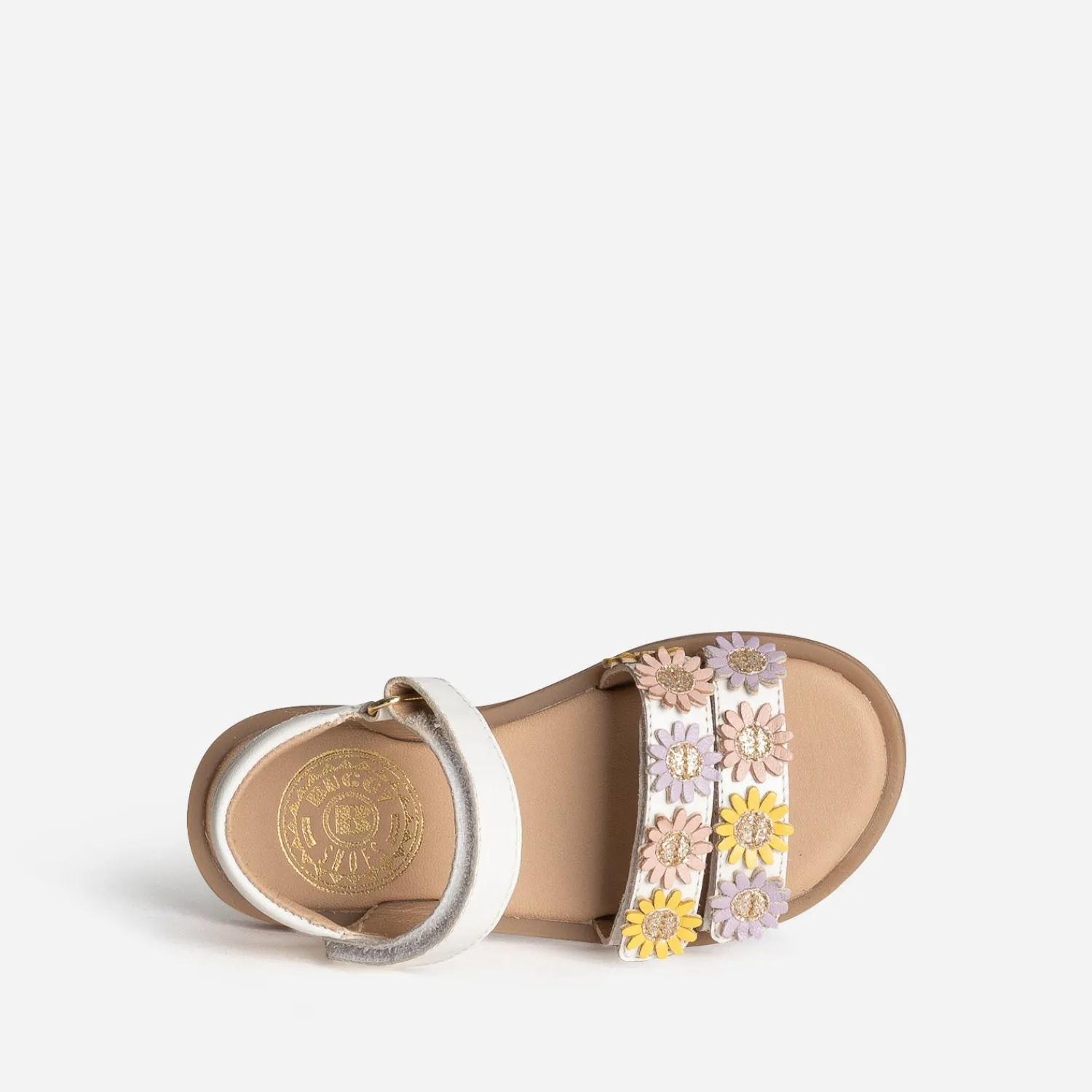 Buggy Sandales^Sandale he cuir détails fleurs BLANC