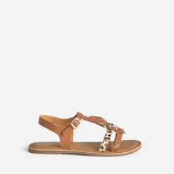 Buggy Sandales^Sandale cuir décor plumes CAMEL