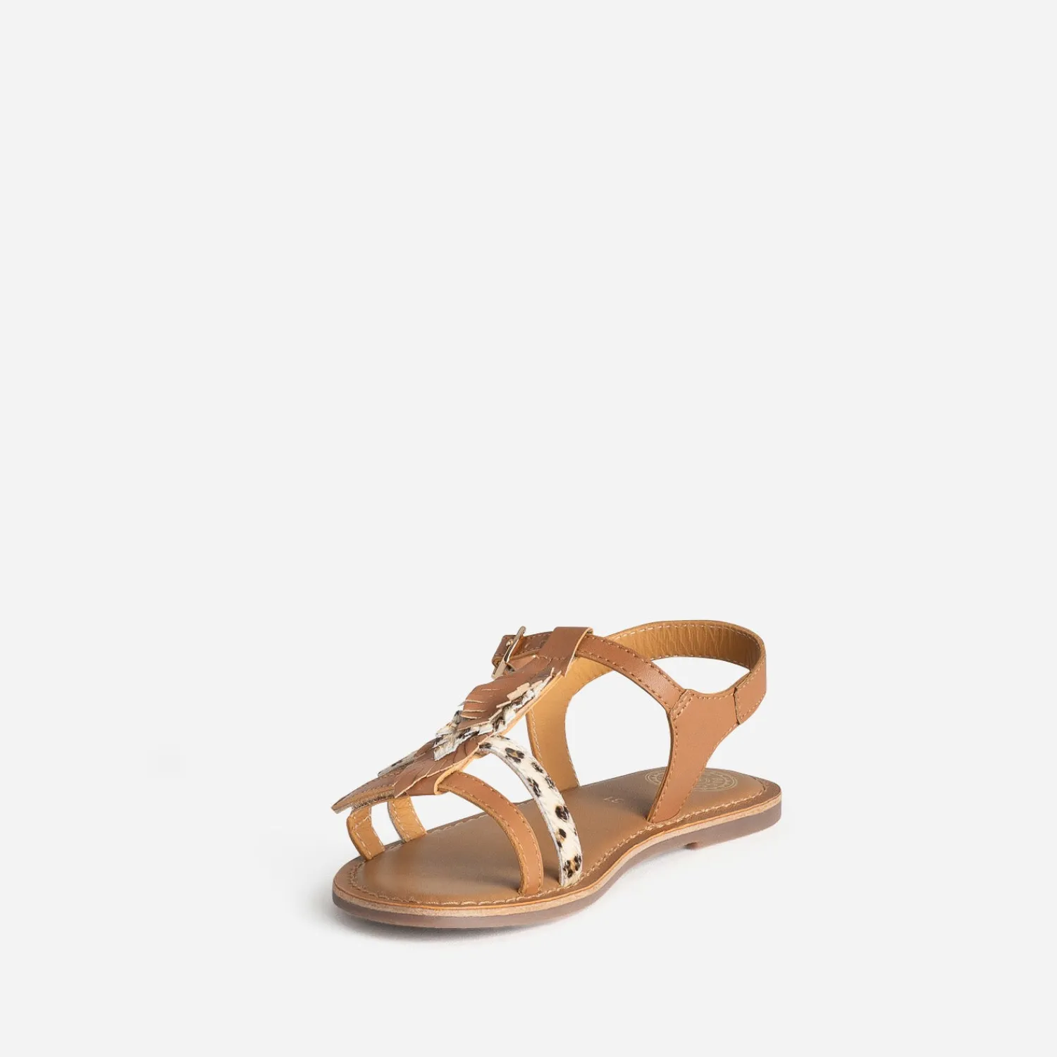 Buggy Sandales^Sandale cuir décor plumes CAMEL
