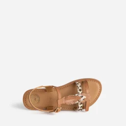 Buggy Sandales^Sandale cuir décor plumes CAMEL