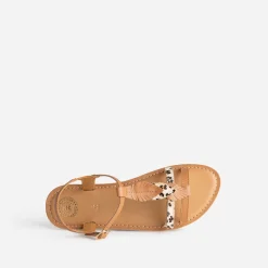 Buggy Sandales^Sandale cuir décor plumes CAMEL