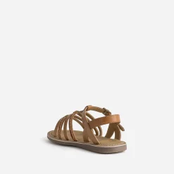 Buggy Sandales^Sandale cuir brodé perles CAMEL