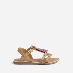 Buggy Sandales^Sandale en cuir avec pompons CAMEL