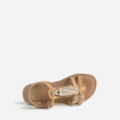 Buggy Sandales^Sandale en cuir avec pompons CAMEL