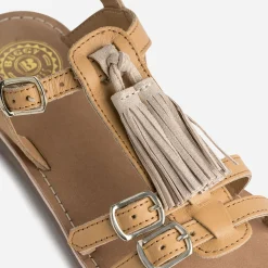 Buggy Sandales^Sandale en cuir avec pompons CAMEL