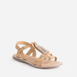 Buggy Sandales^Sandale en cuir avec pompons CAMEL