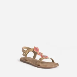Buggy Sandales^Sandale cuir beige clair à perles OR