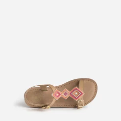 Buggy Sandales^Sandale cuir beige clair à perles OR