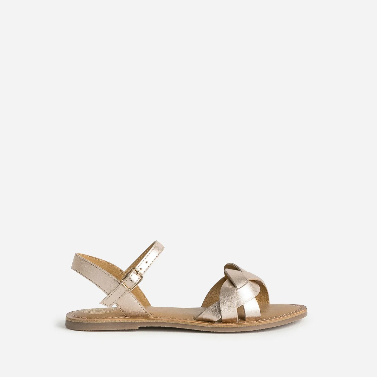 Buggy Sandales^Sandale cuir doré brides tressées ROSE