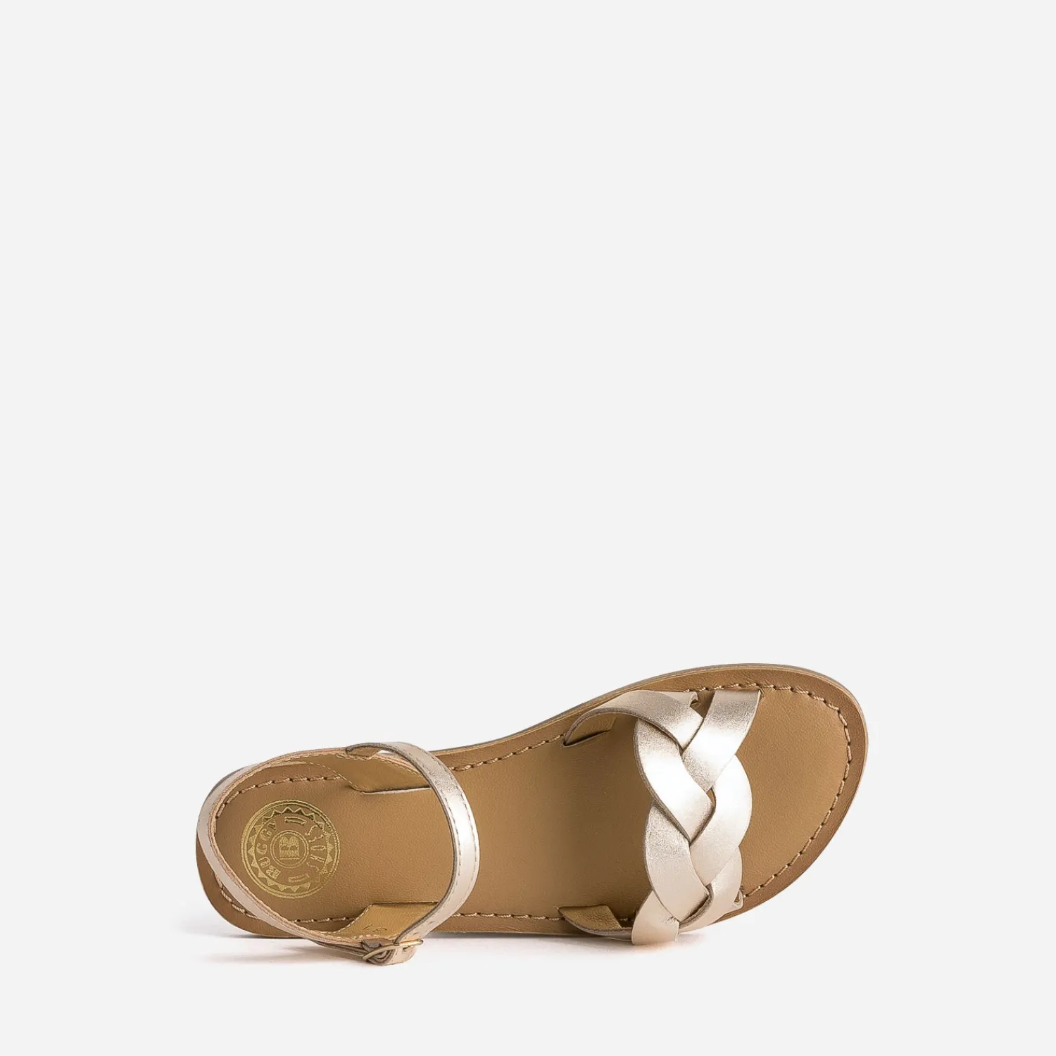 Buggy Sandales^Sandale cuir doré brides tressées ROSE