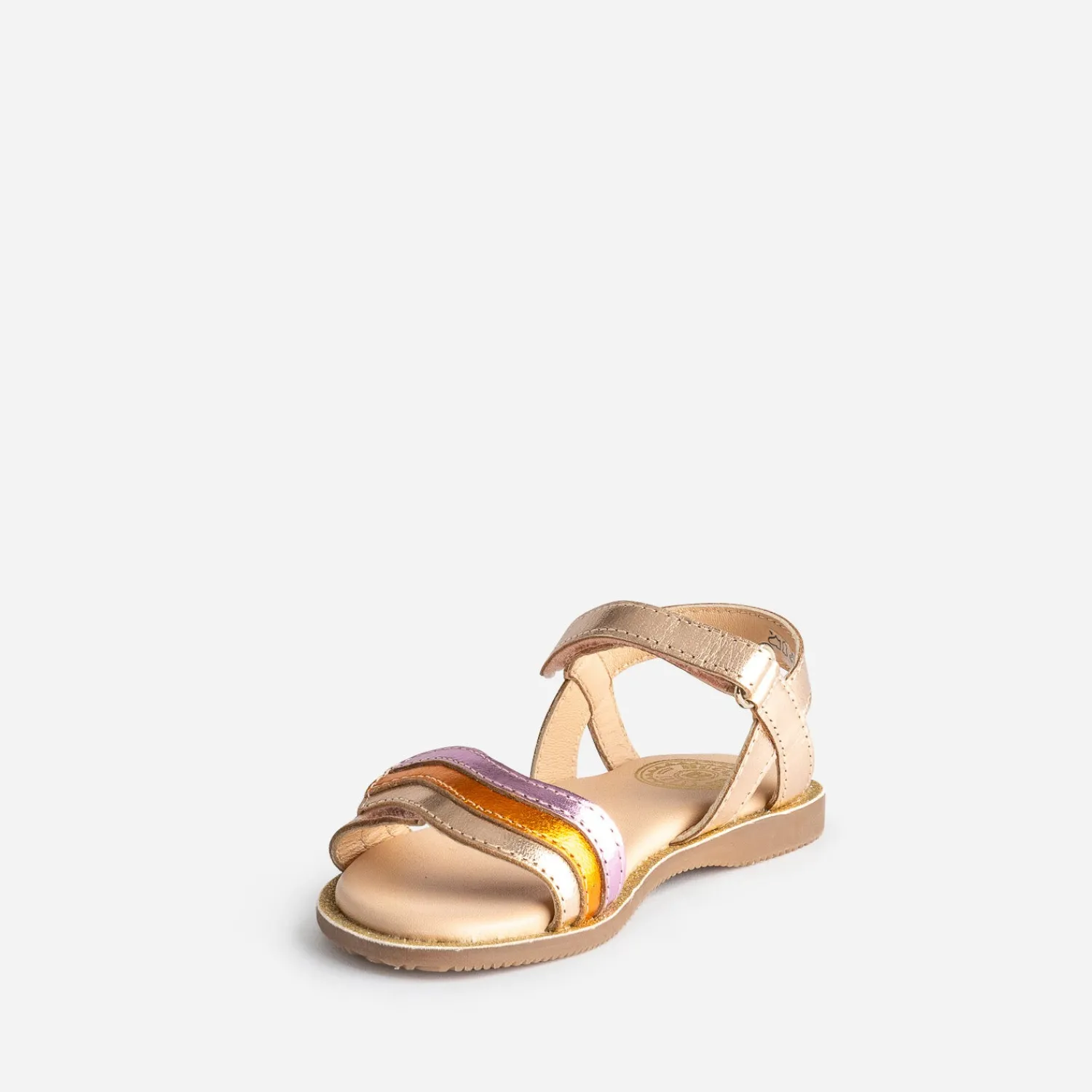 Buggy Sandales^Sandale dorée cuir bride tricolore ORANGE