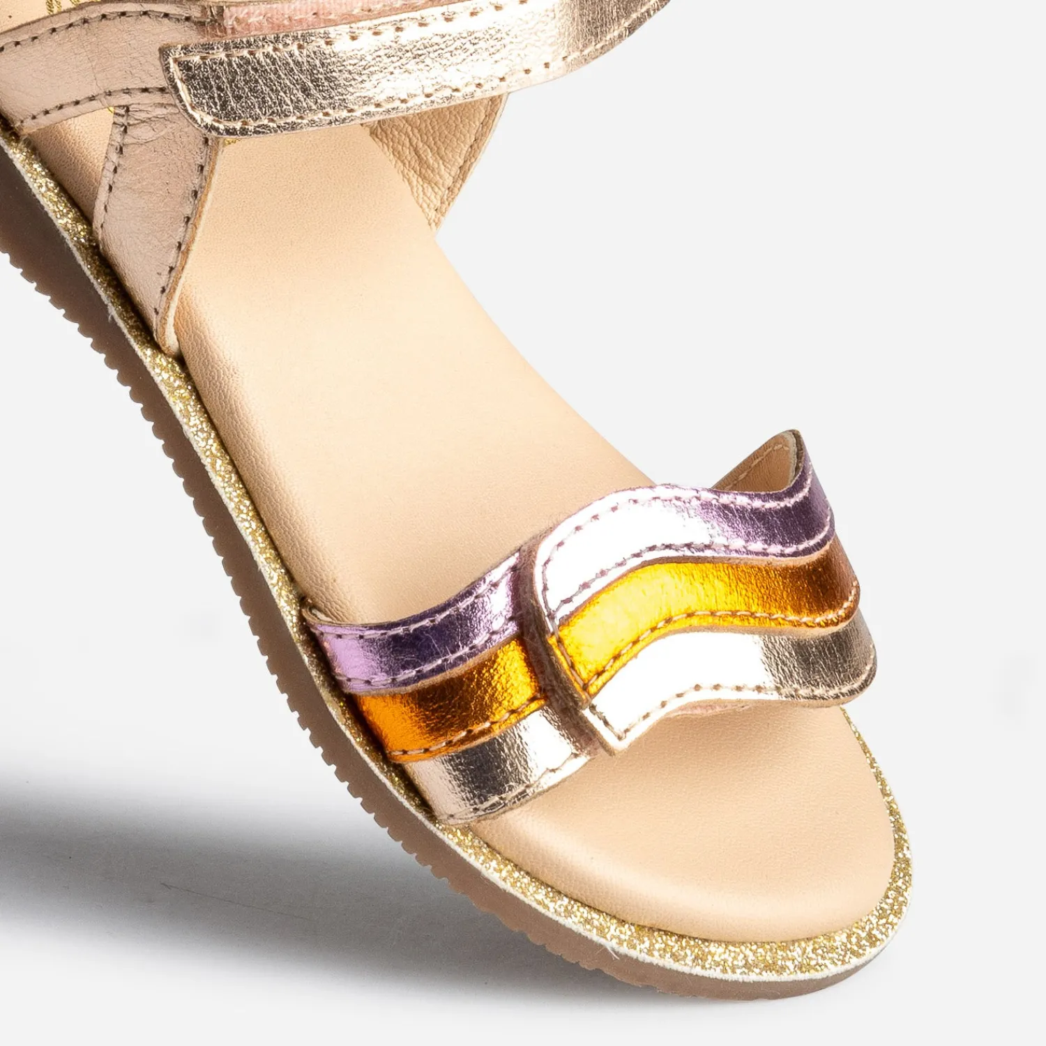 Buggy Sandales^Sandale dorée cuir bride tricolore ORANGE
