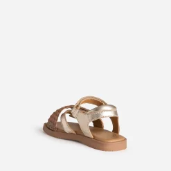 Buggy Sandales^Sandale dorée cuir bride tressée MULTICOLORE