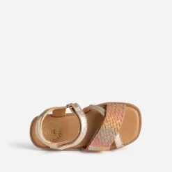 Buggy Sandales^Sandale dorée cuir bride tressée MULTICOLORE