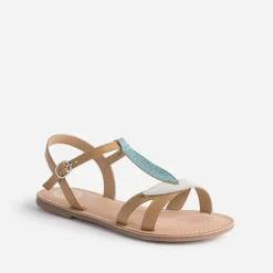 Buggy Sandales^Sandale dorée en cuir avec brides-feuilles CAMEL